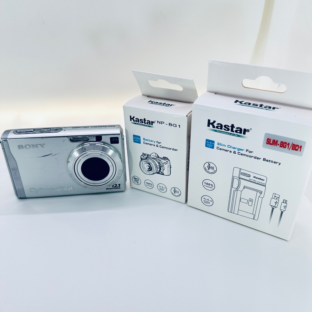 Sony Cyber-shot DSC-W200 Digital Camera Silver 12.1MP 3x Zoom Bundle Battery/